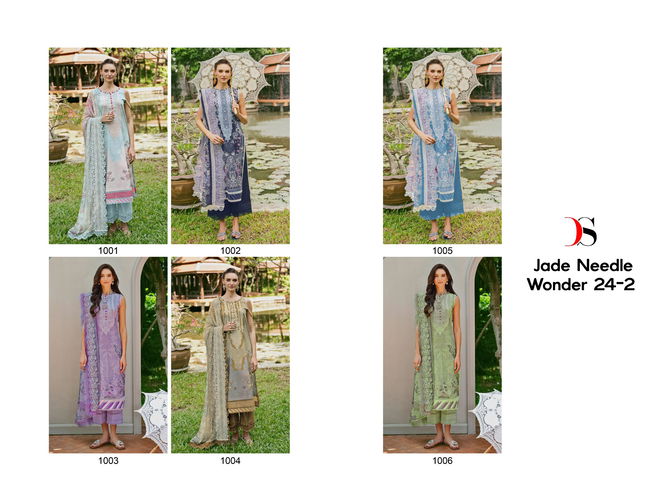 Jade Needle wonder 24-2 By Deepsy Suit Embroidery Cotton Pakistani Suits Wholesale Online